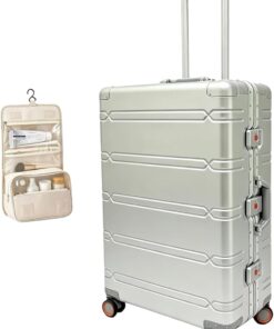 28 Inch Zipperless All Aluminum Checked Luggage with Spinner Wheels