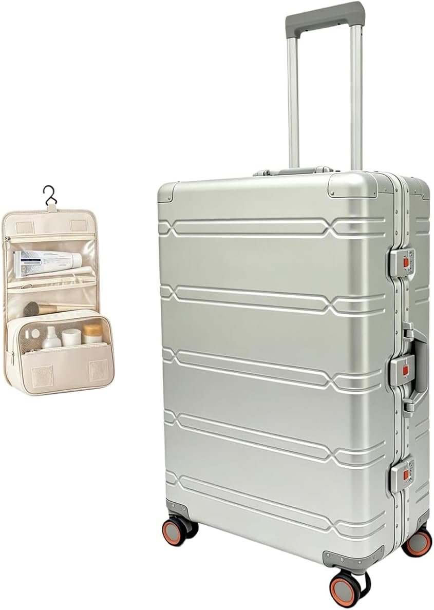 28 Inch Zipperless All Aluminum Checked Luggage with Spinner Wheels