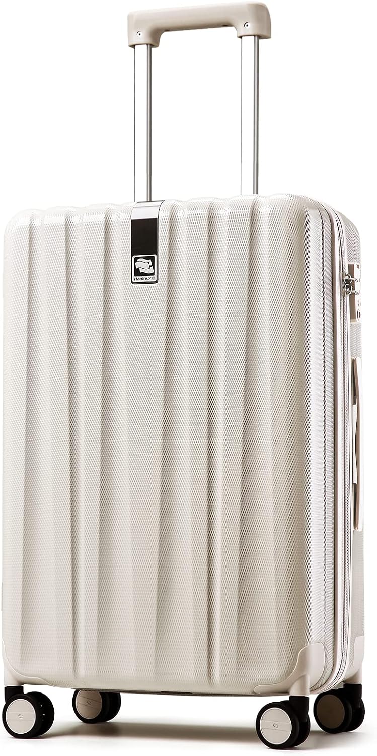 24 Inch Medium Lightweight Hard Shell Checked Luggage with Spinner Wheels and Travel Lock