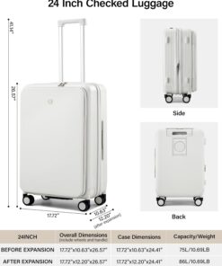 Alternative view of 24 Inch Medium Expandable Top Opening Hard Shell Checked Luggage with Spinner Wheels and Cup Holder