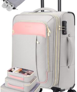 20 Inch Softside Expandable Carry On Suitcase with Wheels