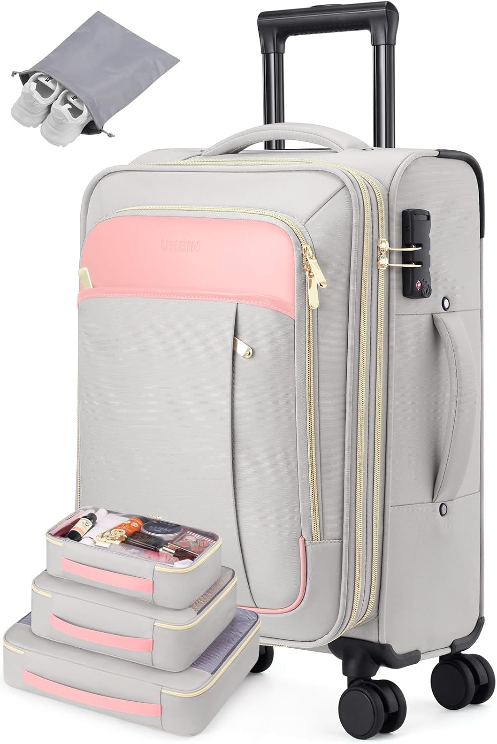 20 Inch Softside Expandable Carry On Suitcase with Wheels