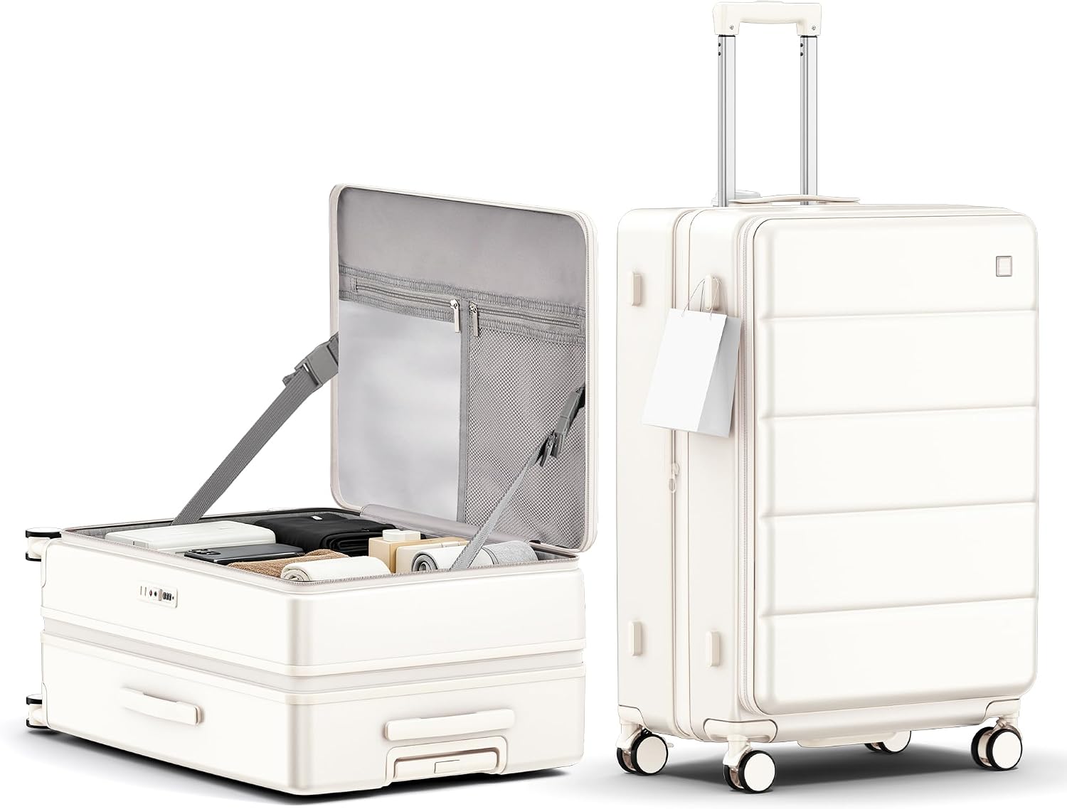 28 Inch Large Side Opening Expandable Hard Shell Luggage with Lightweight Material, Brake Spinner Wheels and Combination Lock