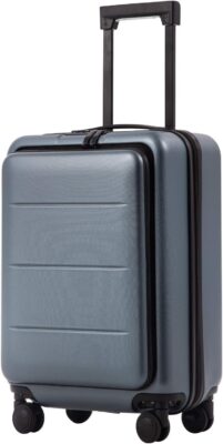 Carry-On Luggage with ABS+PC Hard Shell, Spinner Wheels and Front Pocket
