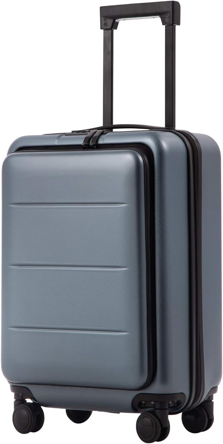 Carry-On Luggage with ABS+PC Hard Shell, Spinner Wheels and Front Pocket