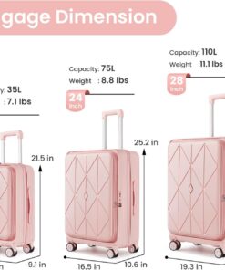 Alternative view of Front-Opening Expandable PC Hard Shell Luggage Set with Spinner Wheels and Lightweight Construction