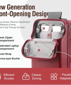 Alternative view of 20 Inch Hard Shell Carry On Luggage with Cup Holder, Phone Holder, USB Port and Spinner Wheels