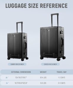 Alternative view of 24 Inch Aluminum Frame Hard Shell Checked Luggage with Spinner Wheels, Combination Lock and Cup Holder