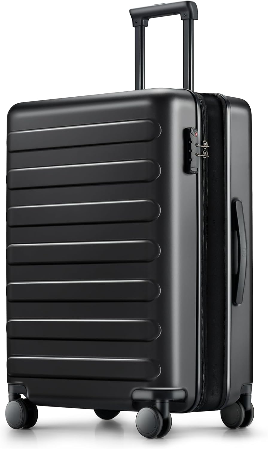 24 Inch Medium Expandable Hard Shell Checked Luggage with Spinner Wheels, Lightweight Material and Combination Lock