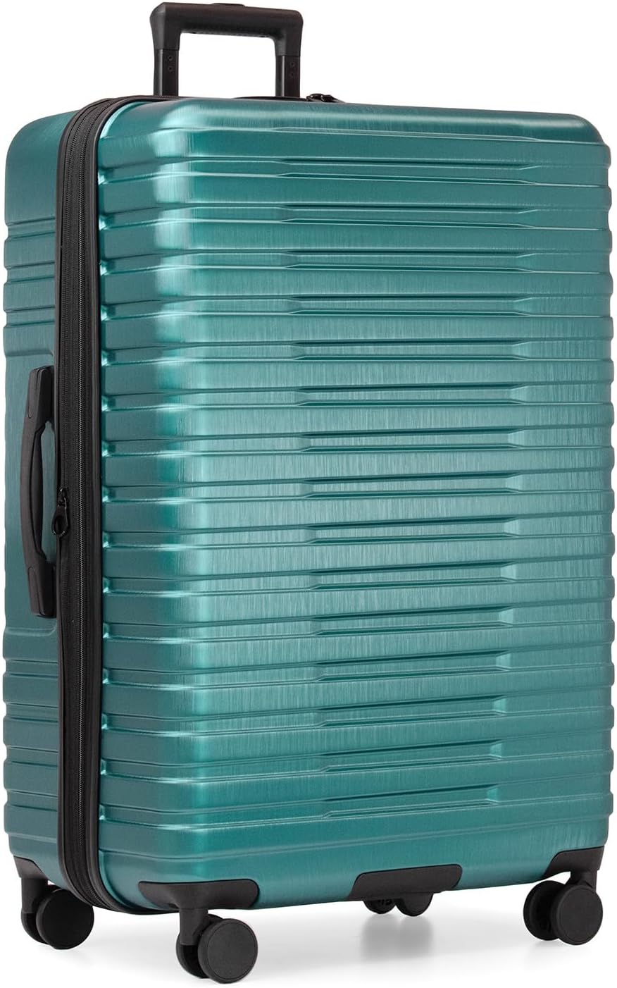 Large Checked Luggage with Polycarbonate Hard Shell, 8 Spinner Wheels and Aluminum Handle