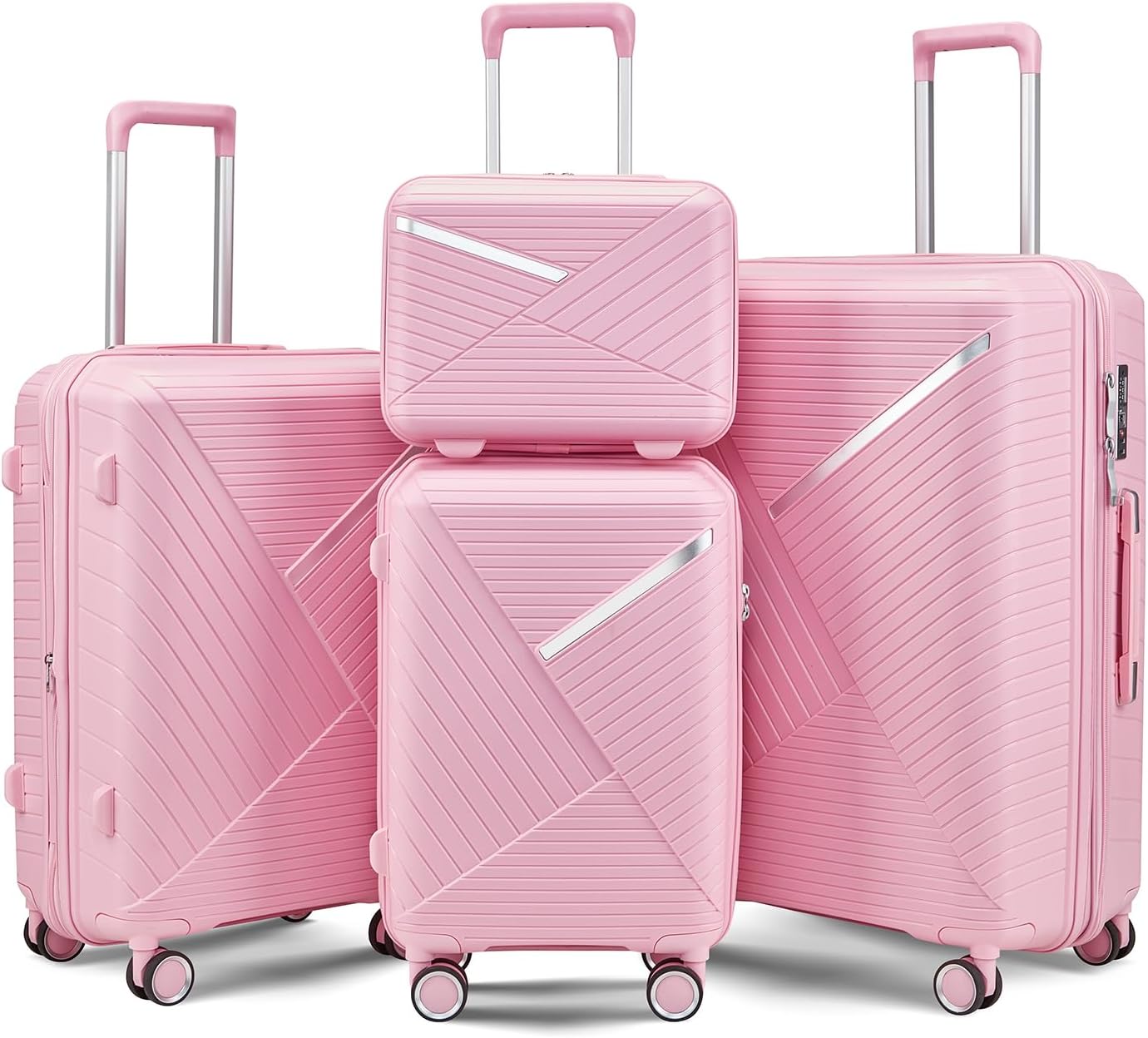 4-Piece Hard Shell Luggage Set with 360?? Spinner Wheels, Telescoping Handle and Lightweight Construction