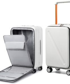 24 Inch Medium Front Opening Hard Shell Aluminum Frame Checked Luggage with Spinner Wheels and Combination Lock