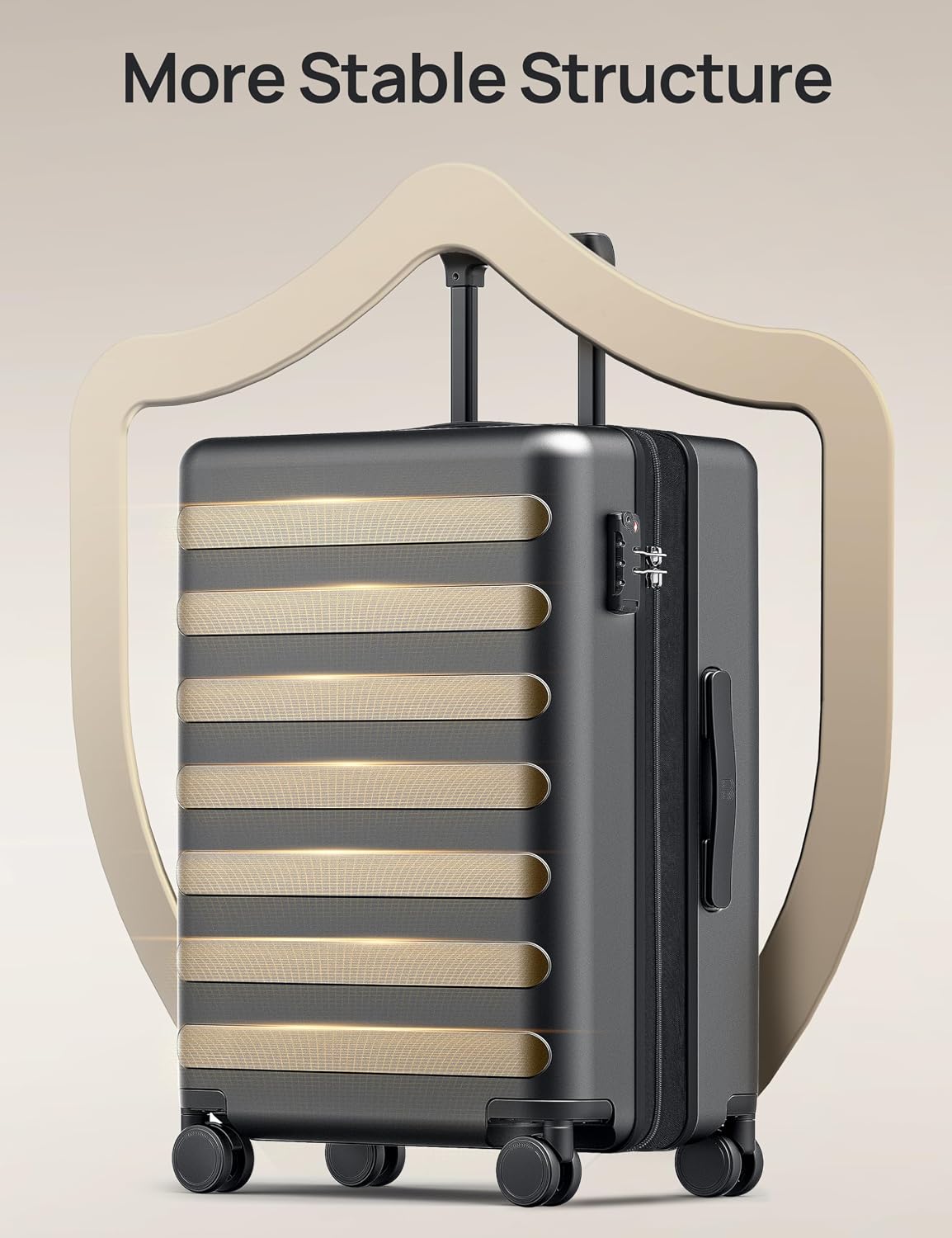 24 Inch Medium Expandable Hard Shell Checked Luggage with Spinner Wheels, Lightweight Material and Combination Lock - Image 2