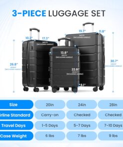 Alternative view of 24 Inch Hard Shell Luggage with Double Spinner Wheels and Combination Lock, Expandable and Lightweight